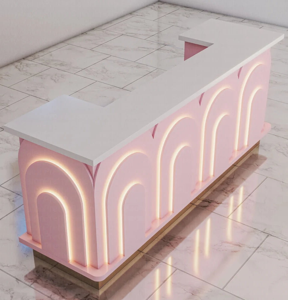 Luxury nail reception desk with lights