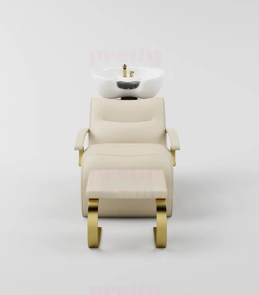 Nude and gold luxury backwash unit with footrest