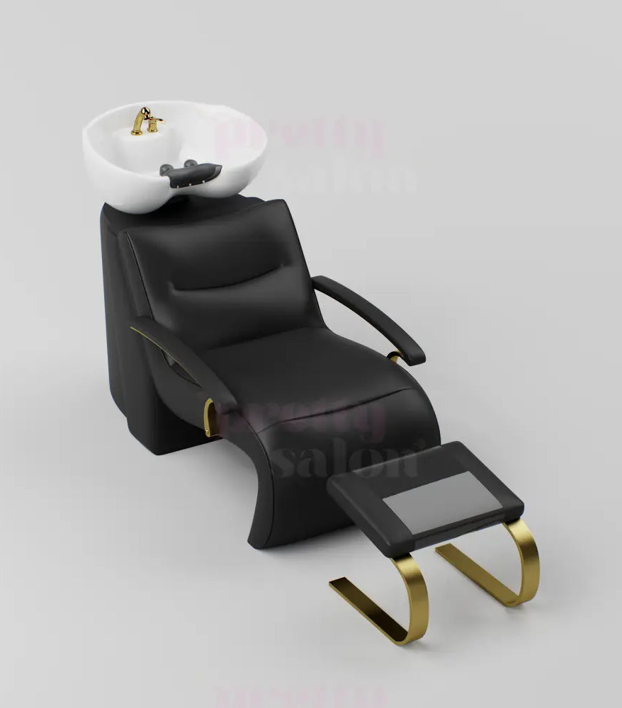 Black Hairbackwash with footrest and gold accessories