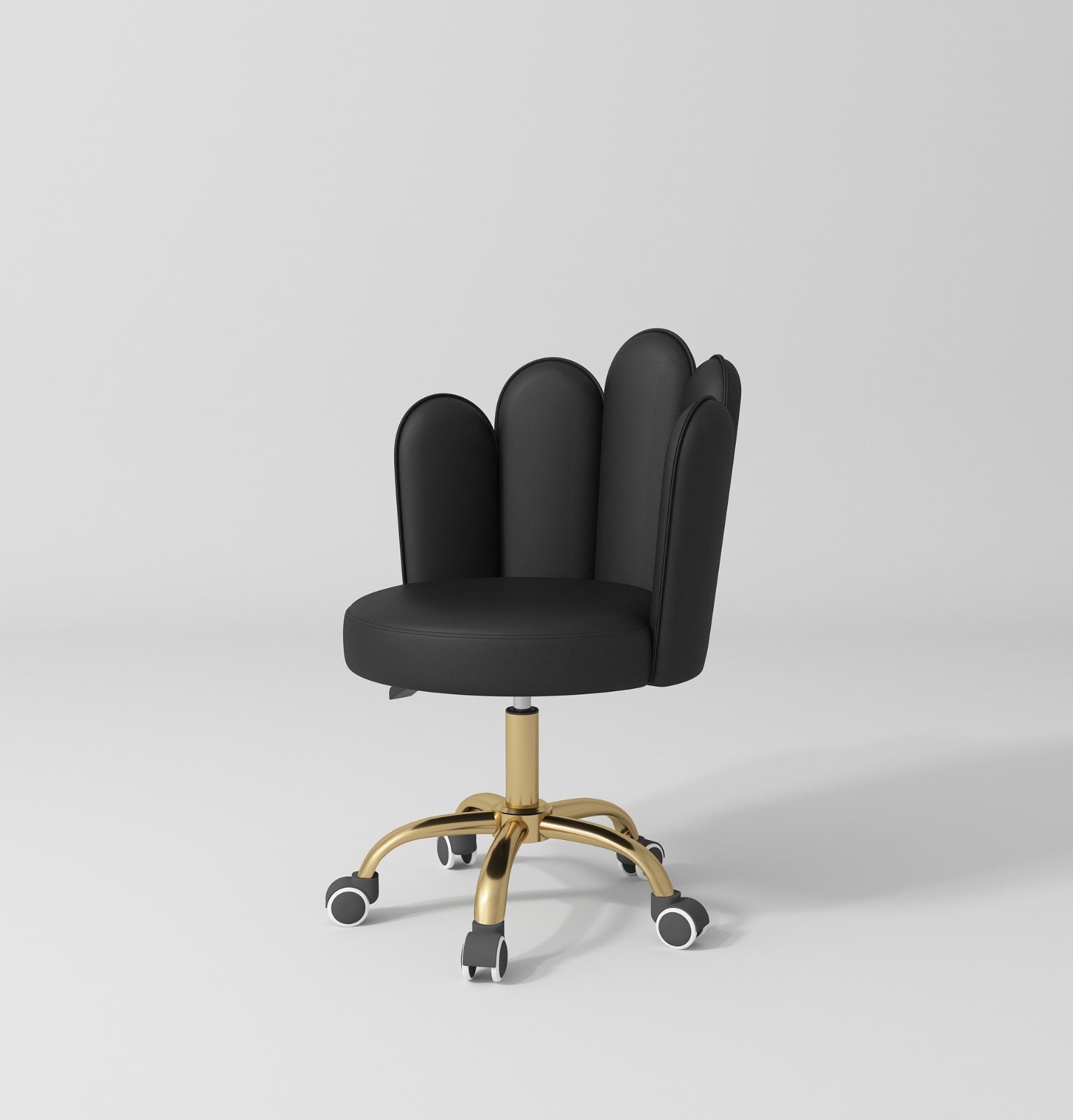 black leather stool on wheels