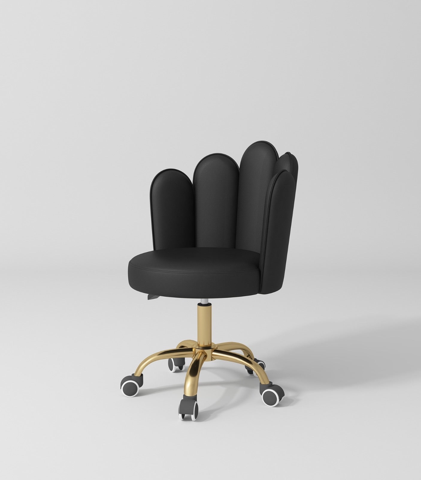 black leather stool on wheels