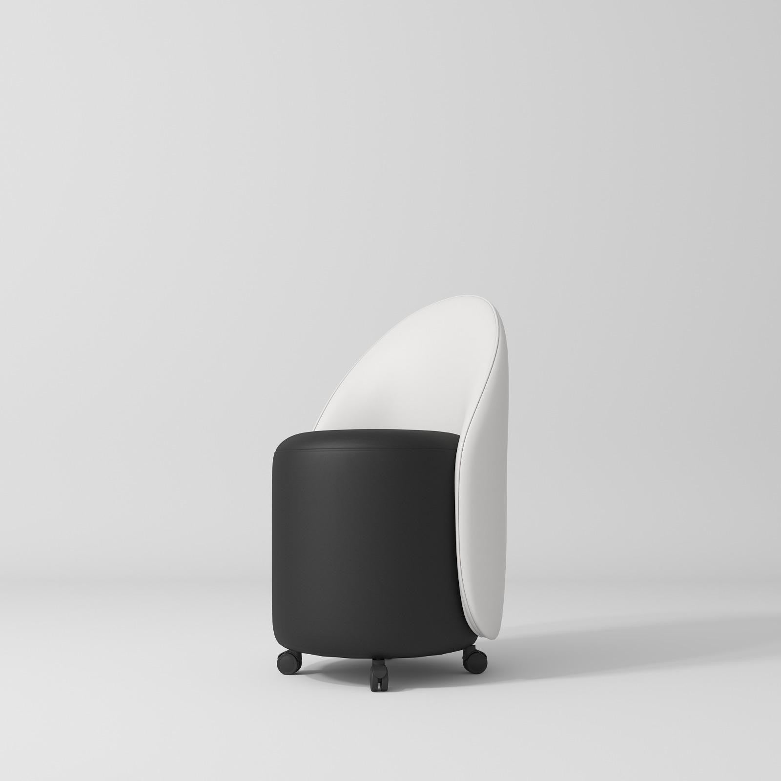 beauty salon stool in black and white on wheels