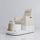 cream pedicure station with gold