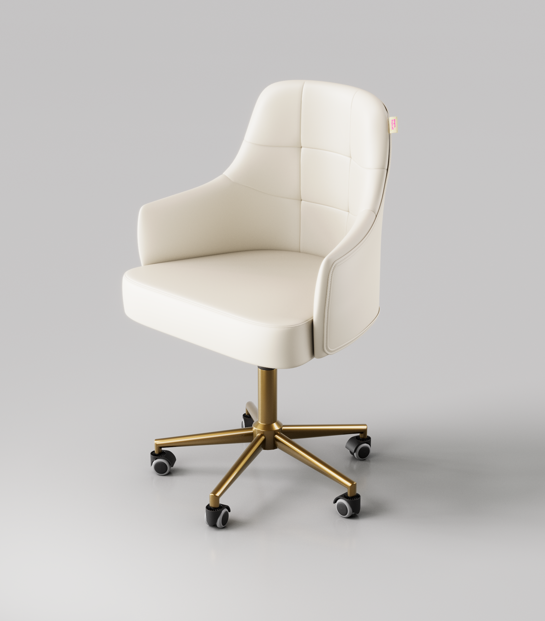 Cream beauty stool with high back