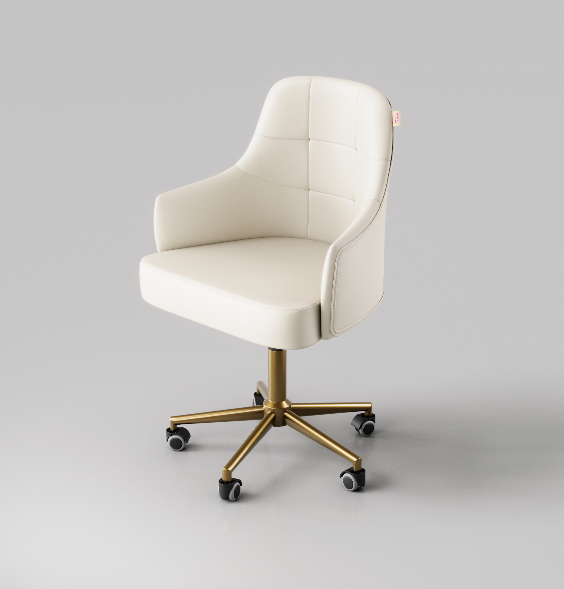 Cream beauty stool with high back
