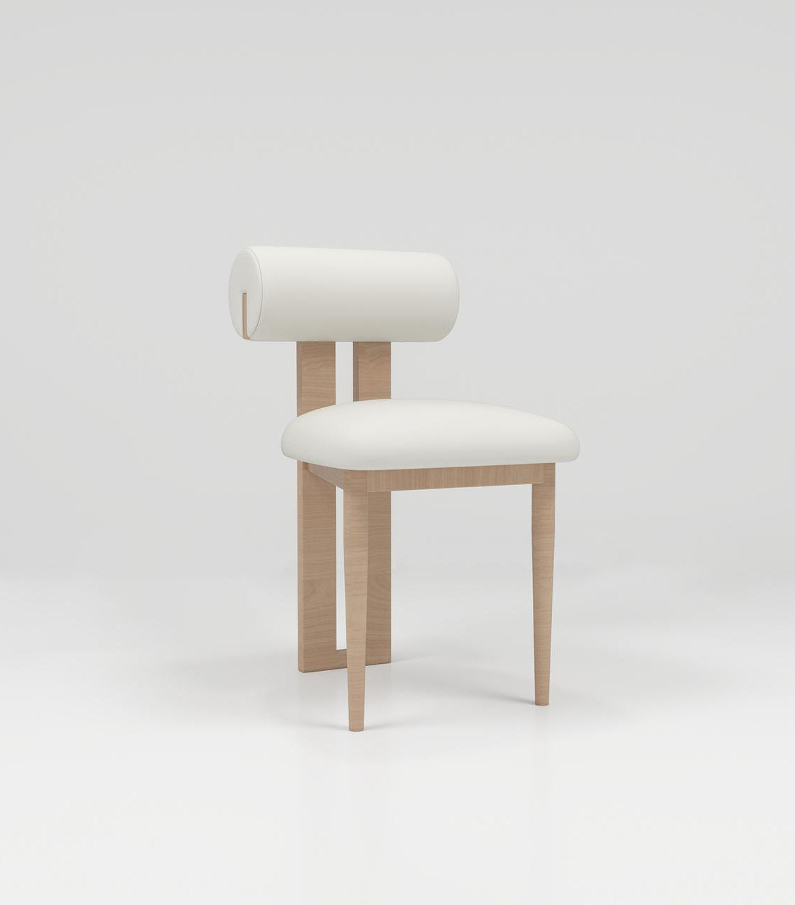 cream leather nail desk chair with oak legs