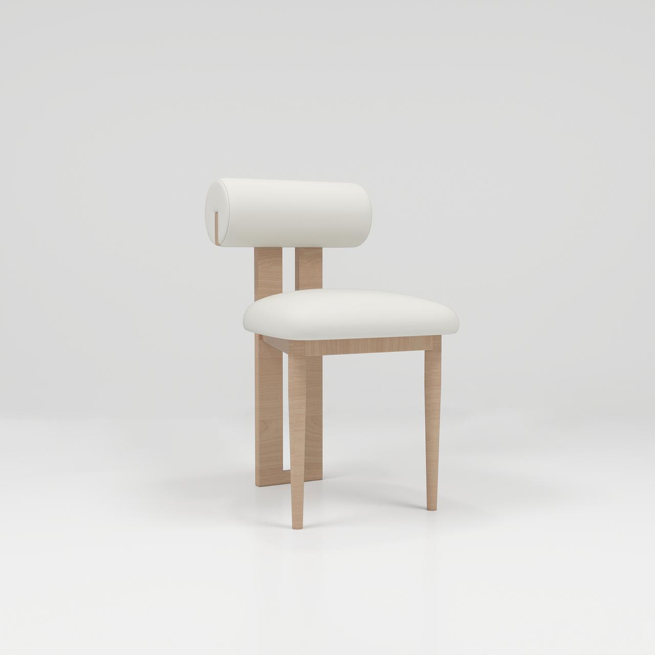 cream leather nail desk chair with oak legs