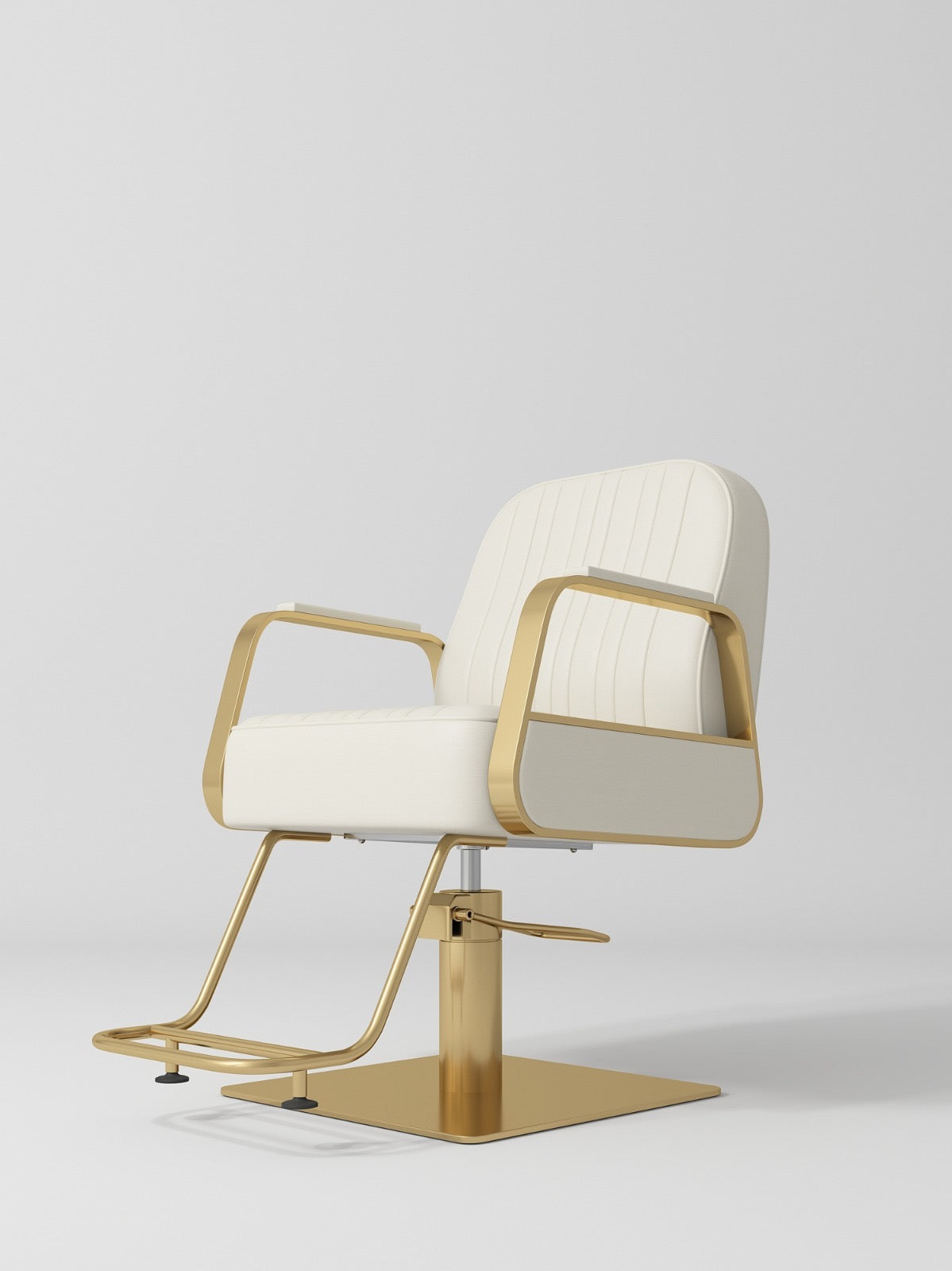 Luxury salon hair styling chair in cream and gold