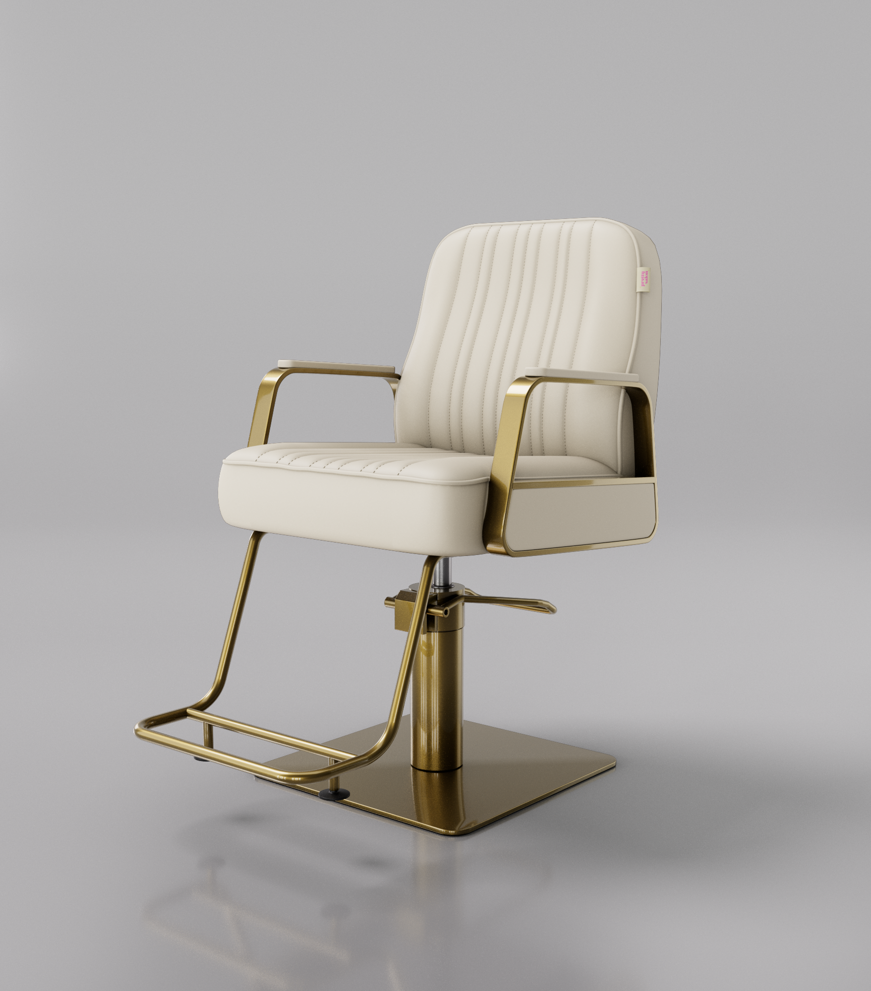 Luxury salon hair styling chair in cream and gold