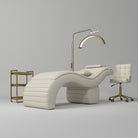 cream lash bed with matching stool