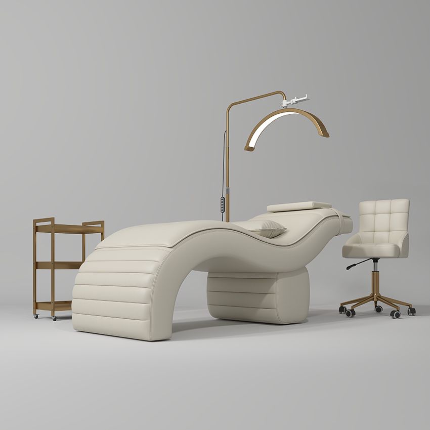 cream lash bed with matching stool
