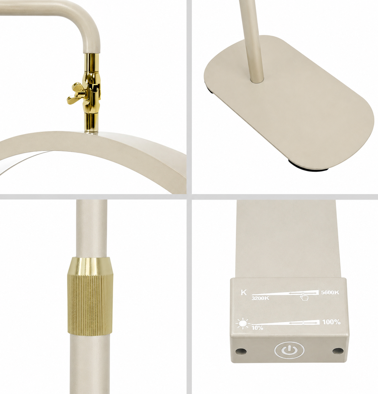 Nude Lunara Moonlight Pro floor lamp showing adjustable height, rotating light head, and flexible positioning for beauty treatments.