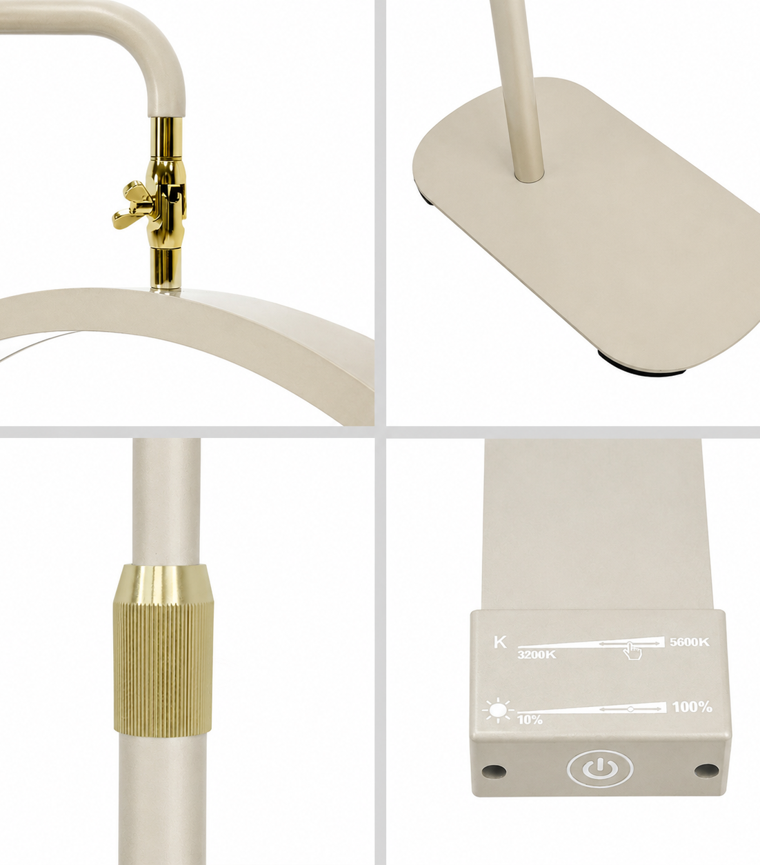 Nude Lunara Moonlight Pro floor lamp showing adjustable height, rotating light head, and flexible positioning for beauty treatments.