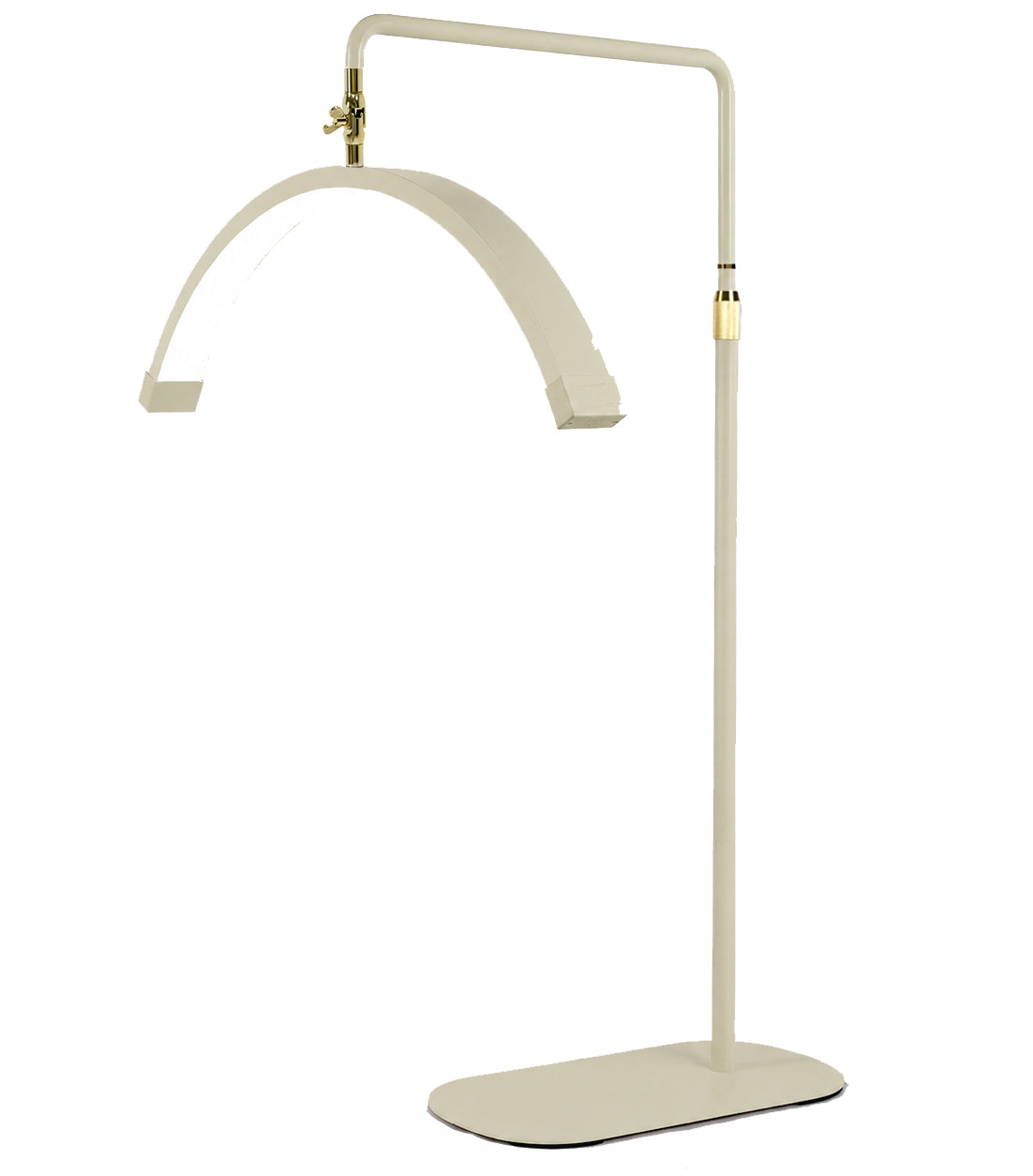 Nude Lunara Moonlight Pro LED floor lamp with adjustable moonlight arch design, luxury gold accents, and weighted floor base