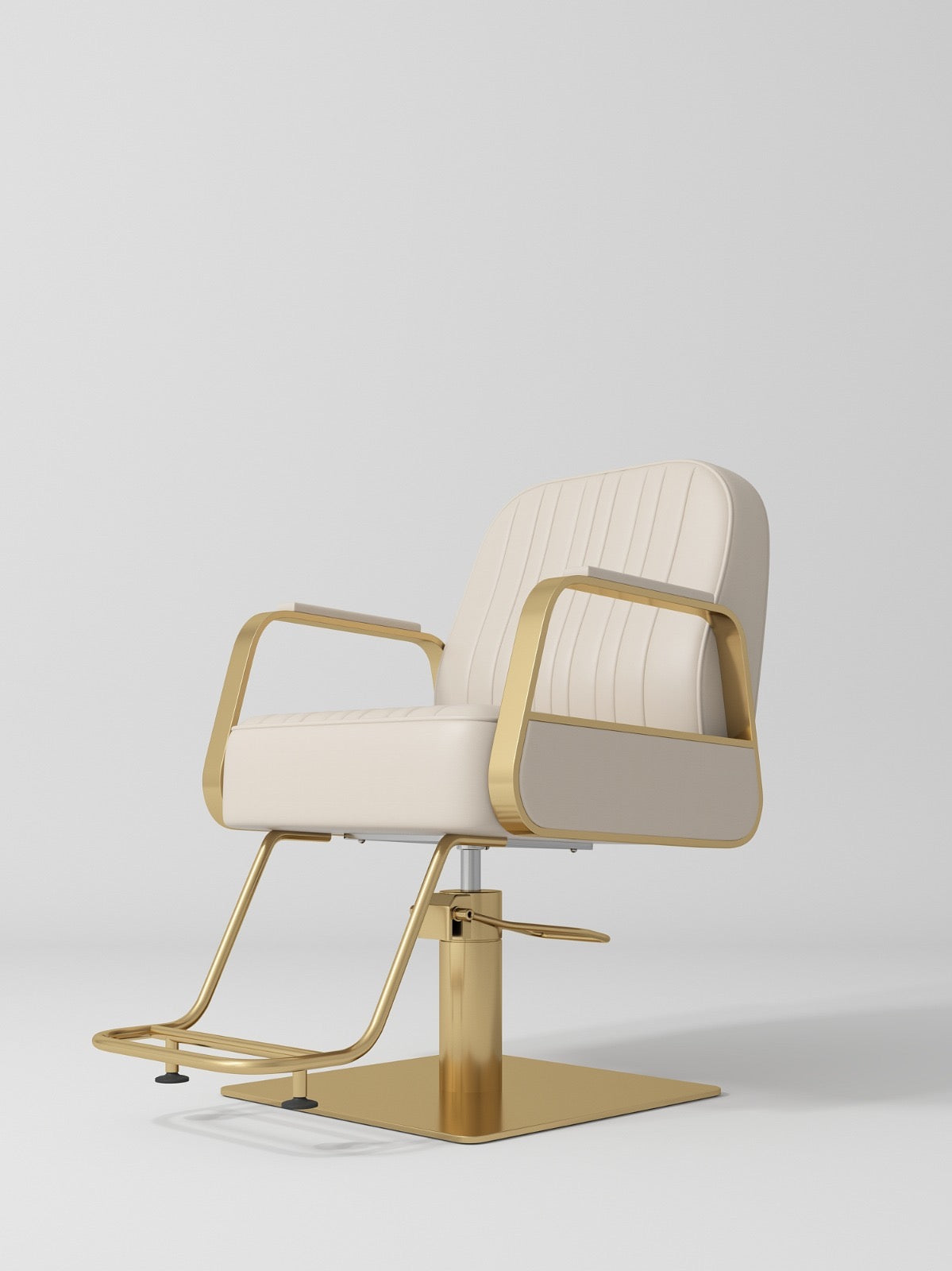 Luxury salon hair styling chair in nude and gold