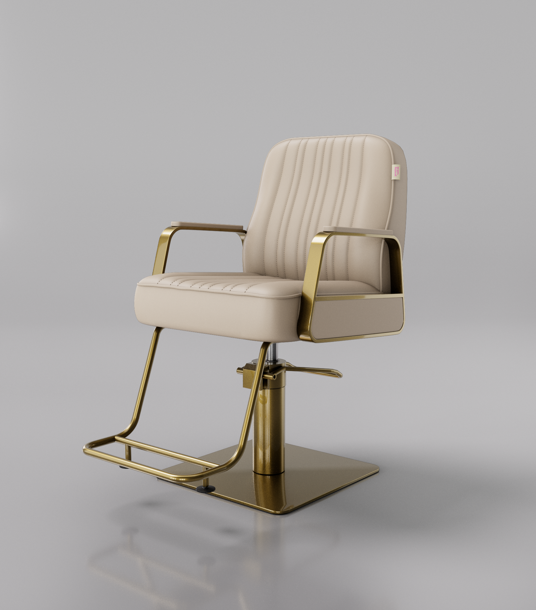 Luxury salon hair styling chair in nude and gold