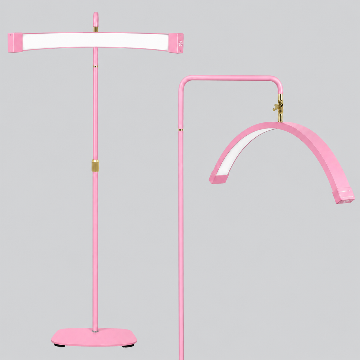 Side profile of the signature moonlight arch, designed to provide even illumination while reducing shadows during treatments.
