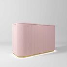 large salon reception desk with gold and LED light