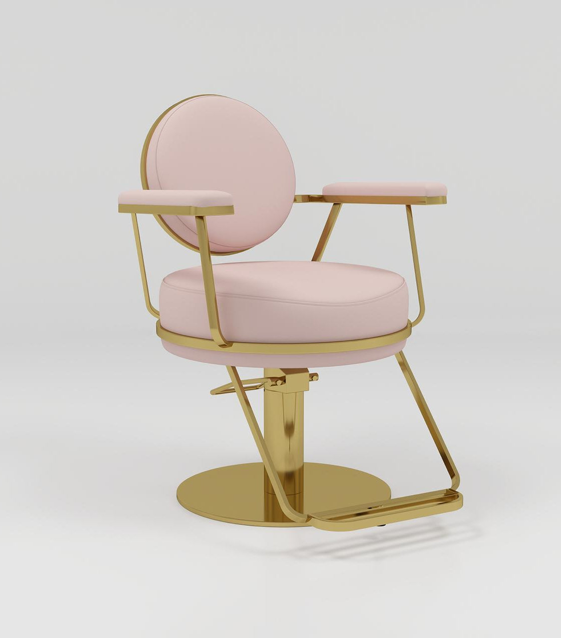 modern hairstyling chair with pink and gold