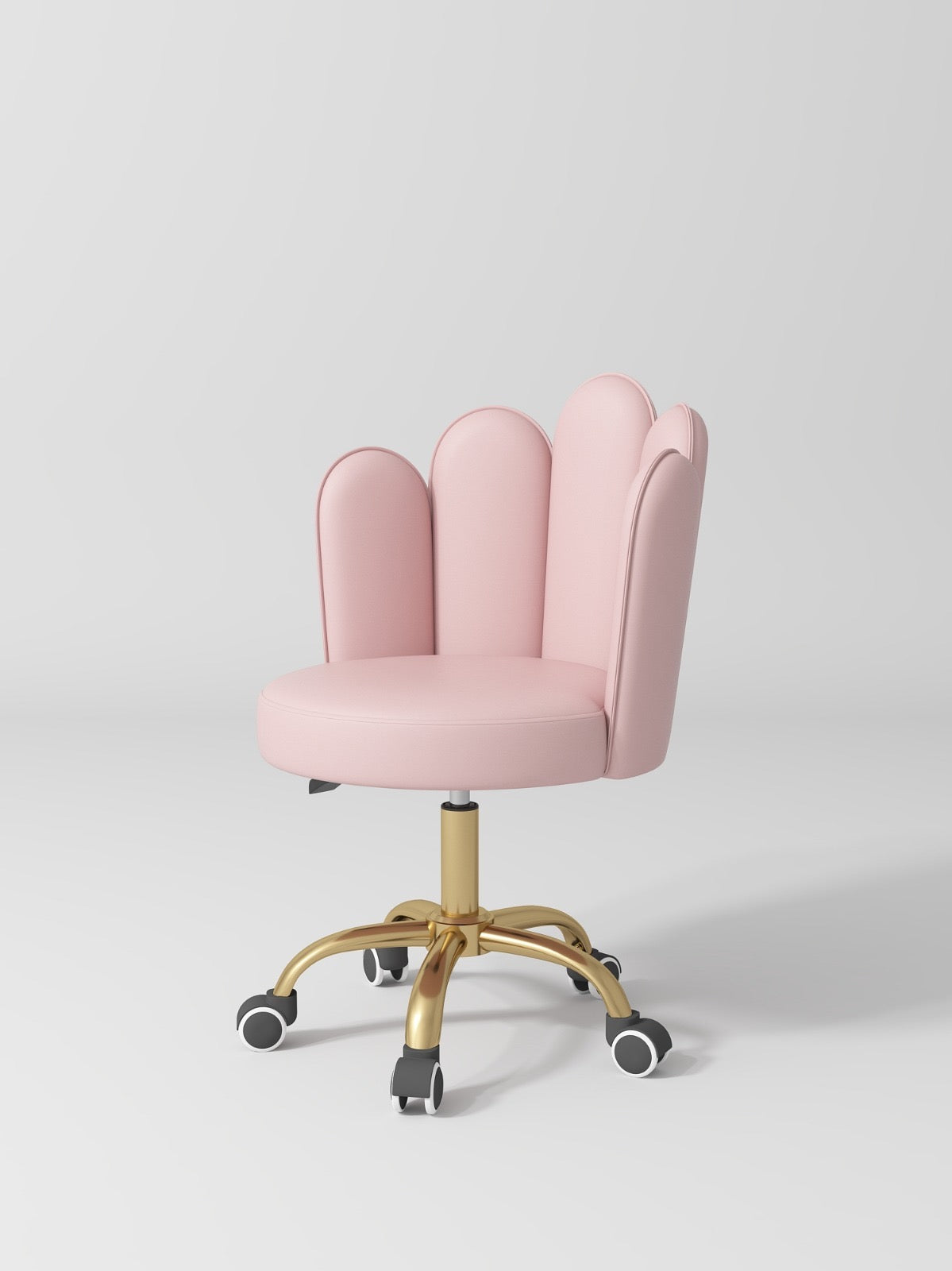 pink and gold beauty stool on wheels