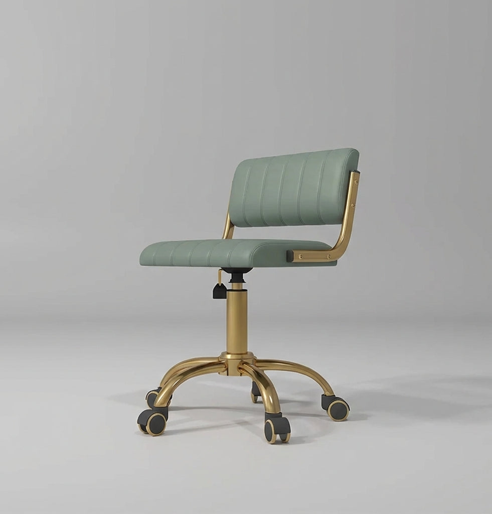 sage green leather beauty stool