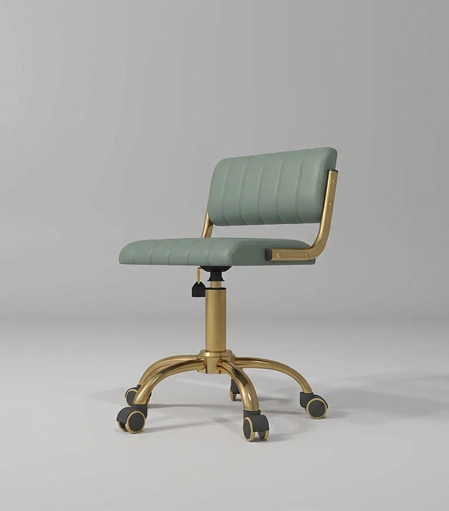 sage green leather beauty stool