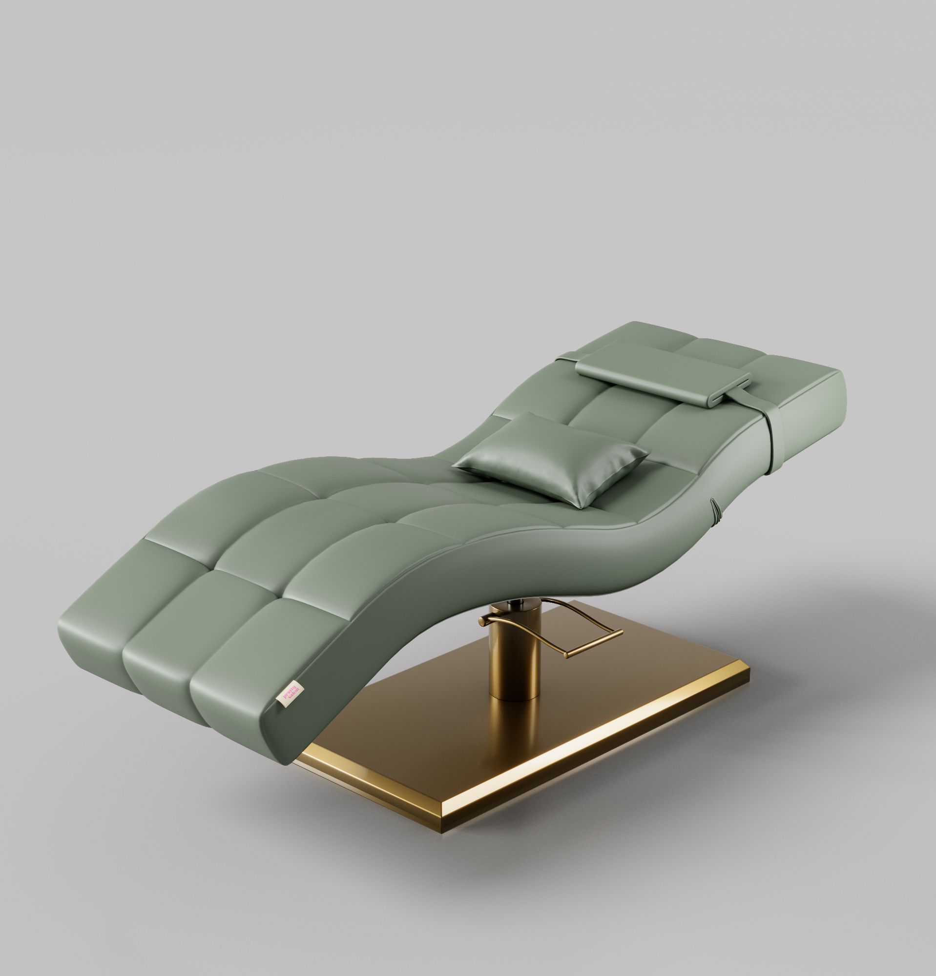 Comfy Green Leather Lash Bed with gold base