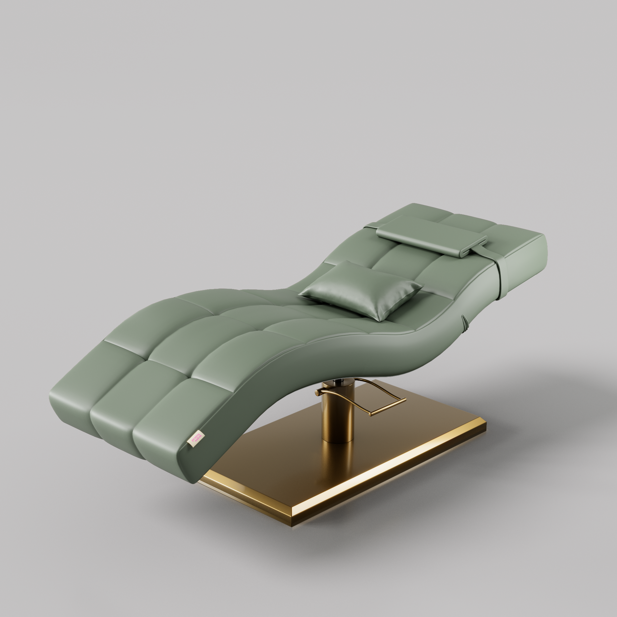 Comfy Green Leather Lash Bed with gold base