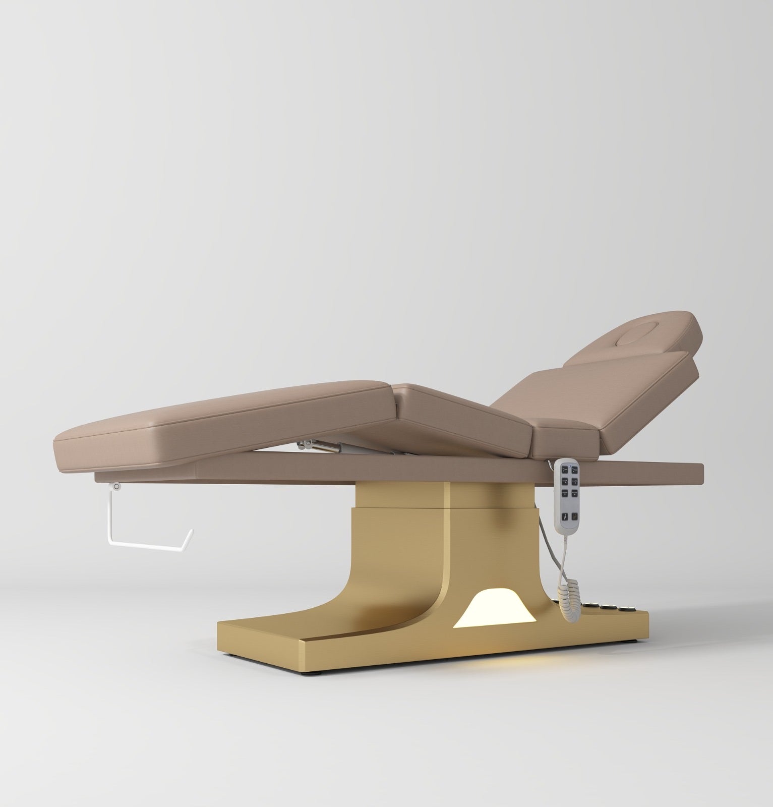 Electric beauty bed in soft brown with gold base