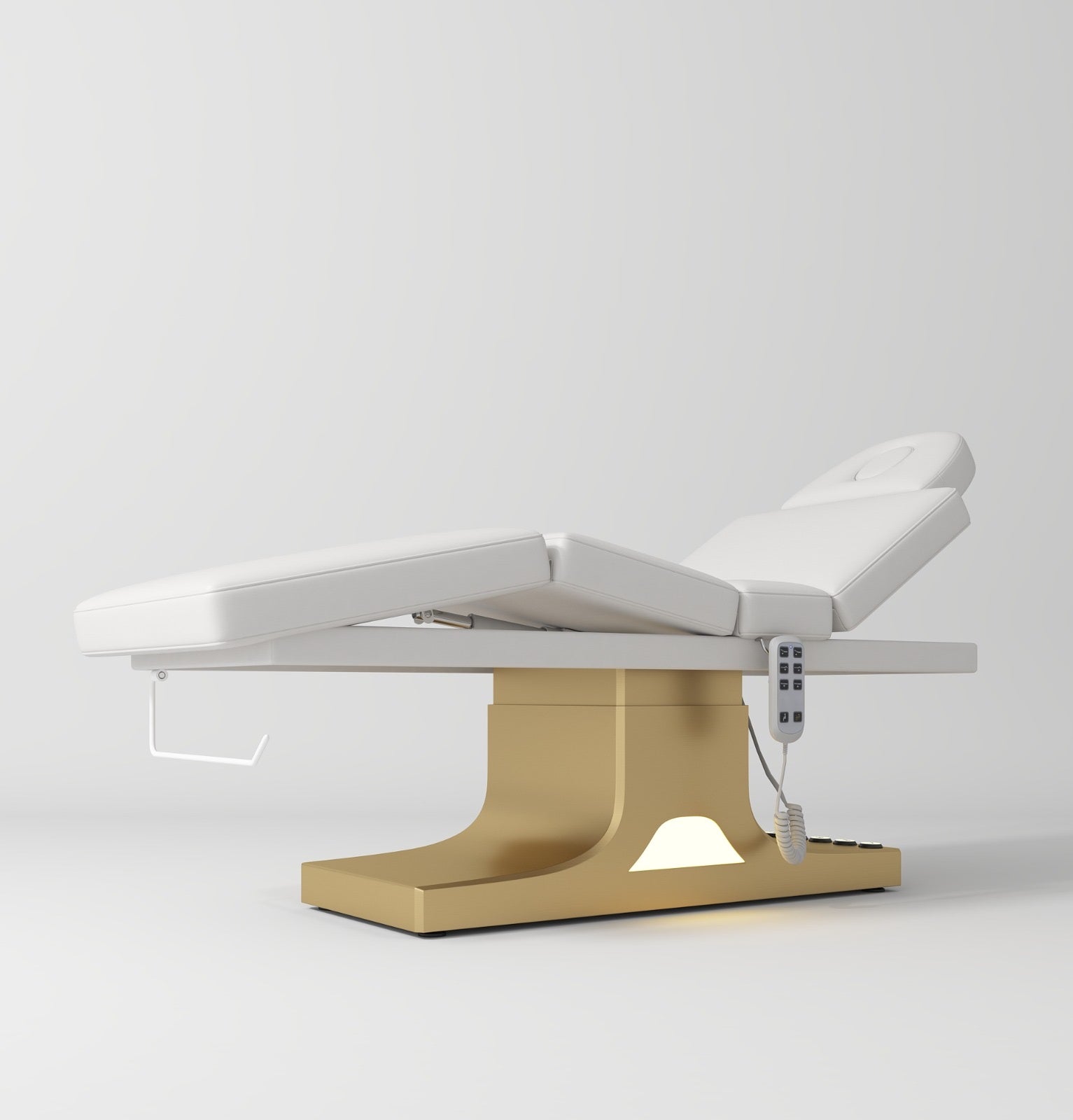 White luxury medical electric beauty bed with gold base