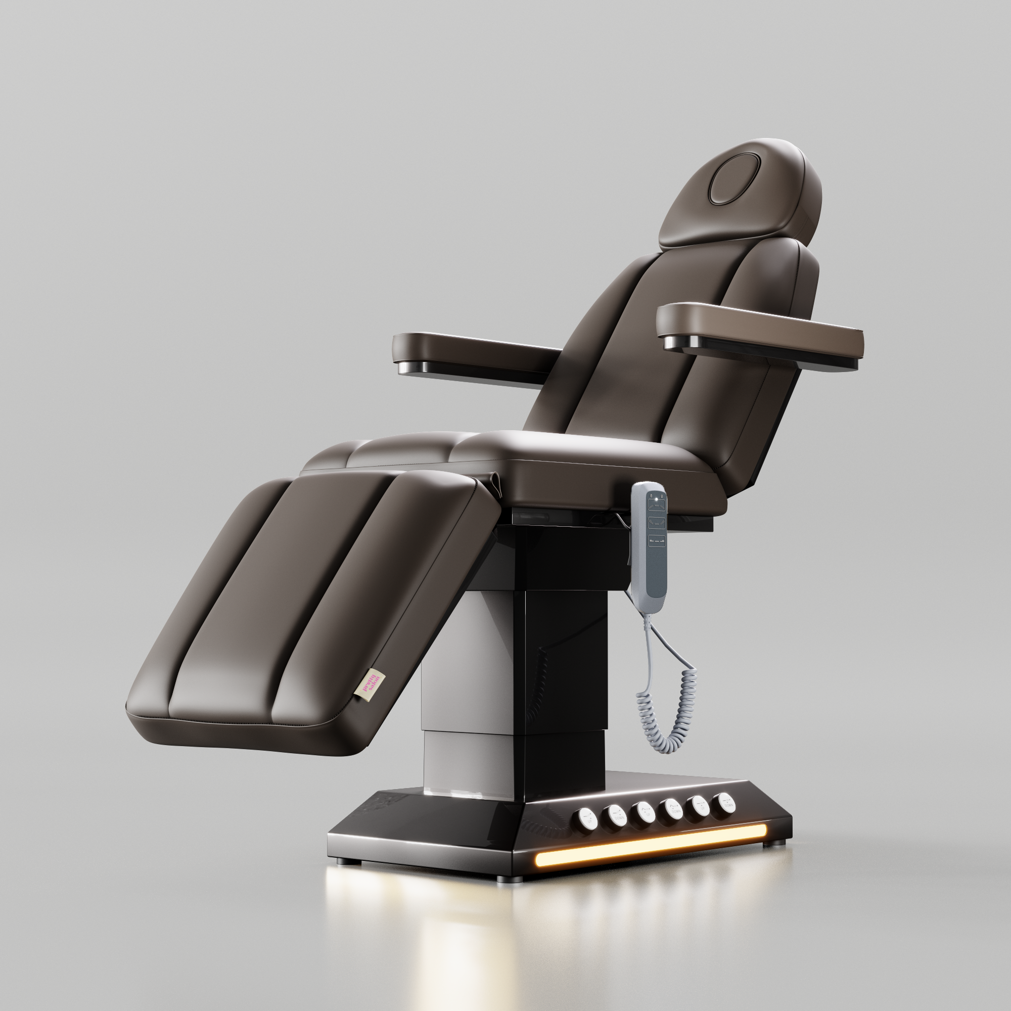 Ariella Beauty Bed With Foot Control - Mocha Brown / Chrome Black / No