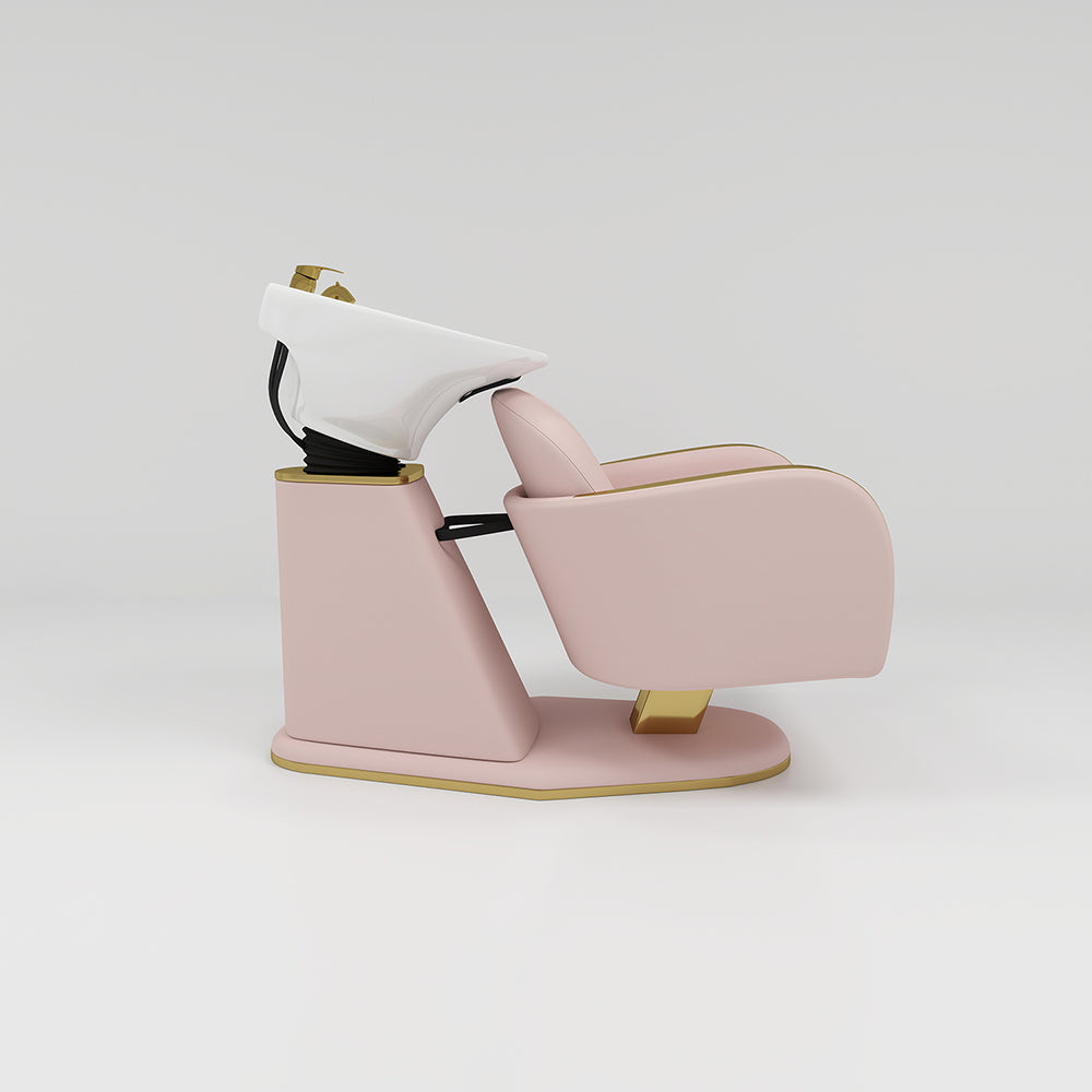 Pink side view of backwash unit