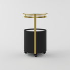 Black and gold beauty trolley with stoving varnish craftsmanship and removable wheels.
