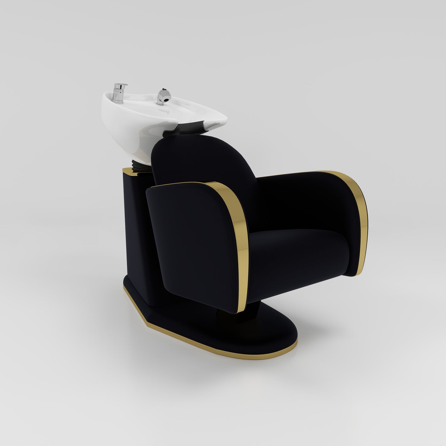 Shampoo Chair in Black Silicone Leather 