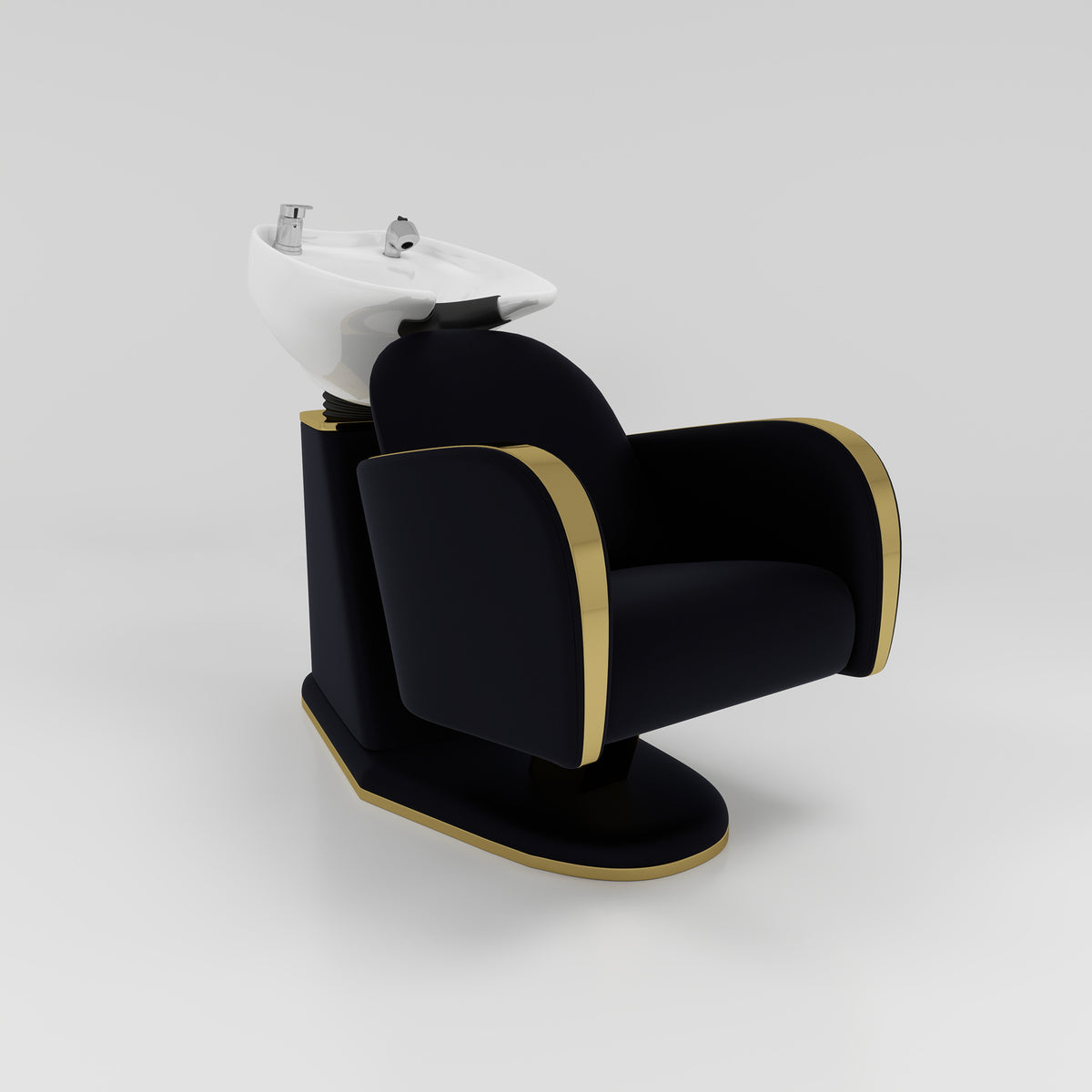Shampoo Chair in Black Silicone Leather 