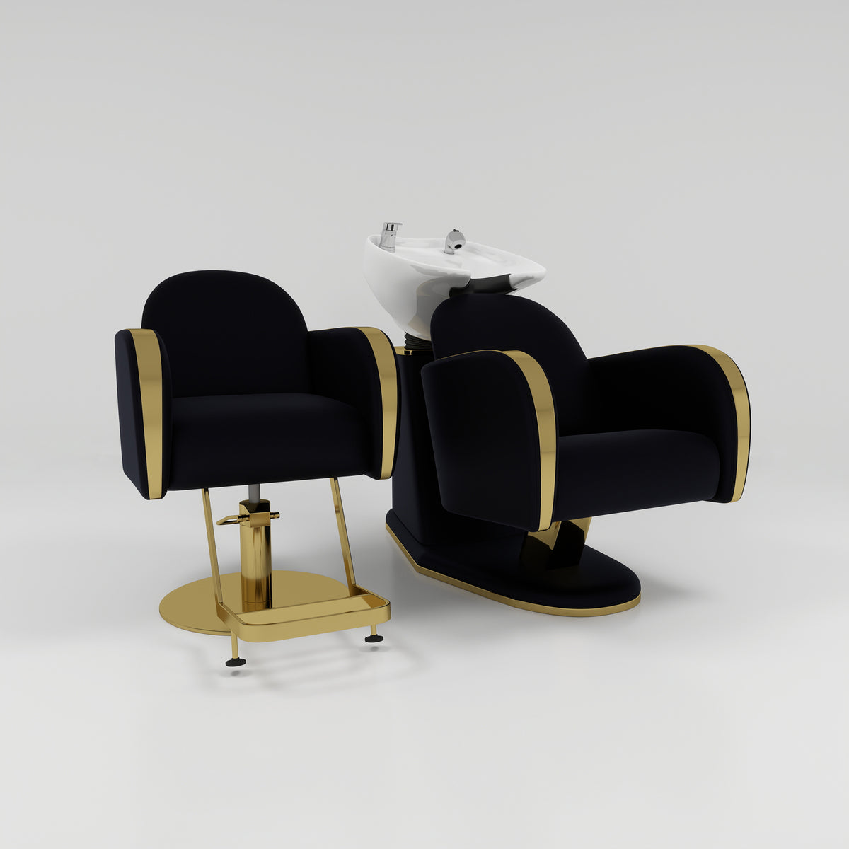 Black and Gold Hairdresing Set with Silver Accessories 