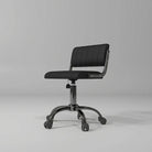 Black Leather Stool with Wheels