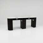 Curved Black Nail Station with Plugs and Gold Handles