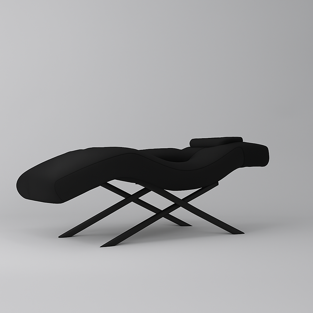 Black Leather Luxury Lash Bed with Stainless Steel Gold Legs