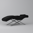 Luxury Leather Lash Bed with Silver Stainless Steel Legs and Adjustable Headrest 