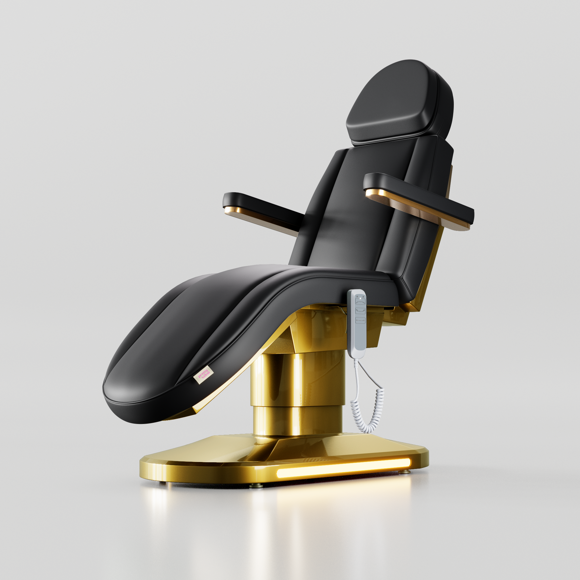 Black electric beauty bed with curved design for aesthetic clinics and treatment rooms