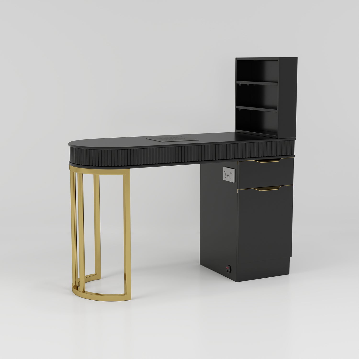 Black Single Nail Table with Storage 