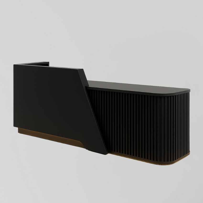 MDF Reception Desk in Black with LED Light