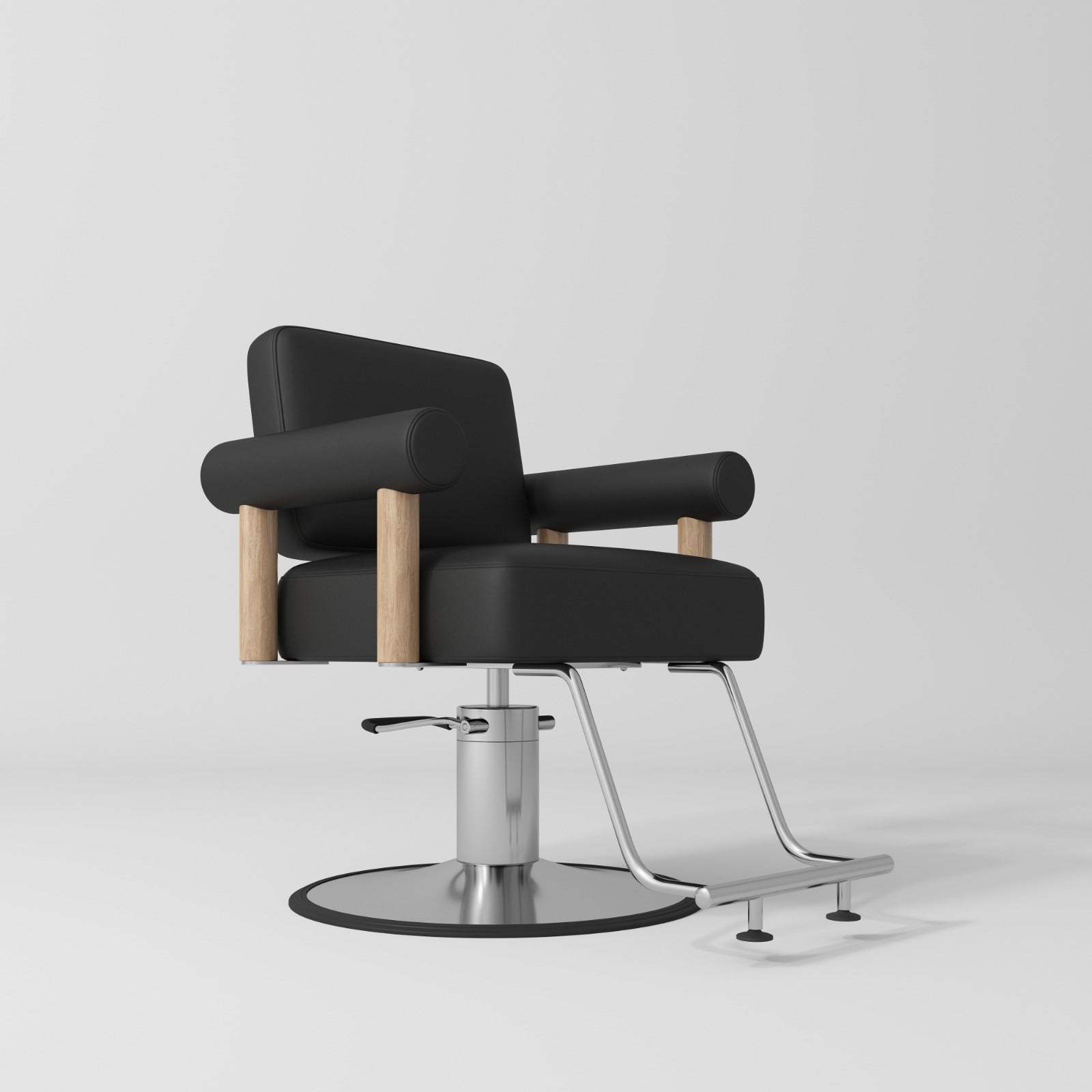 Black hair salon chair with Silver circle Base