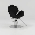 Black Leather Chair that is Height Adjustable with Silver Circle Base