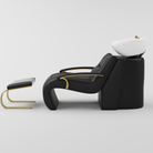 Black leather hair chair with basin and footrest