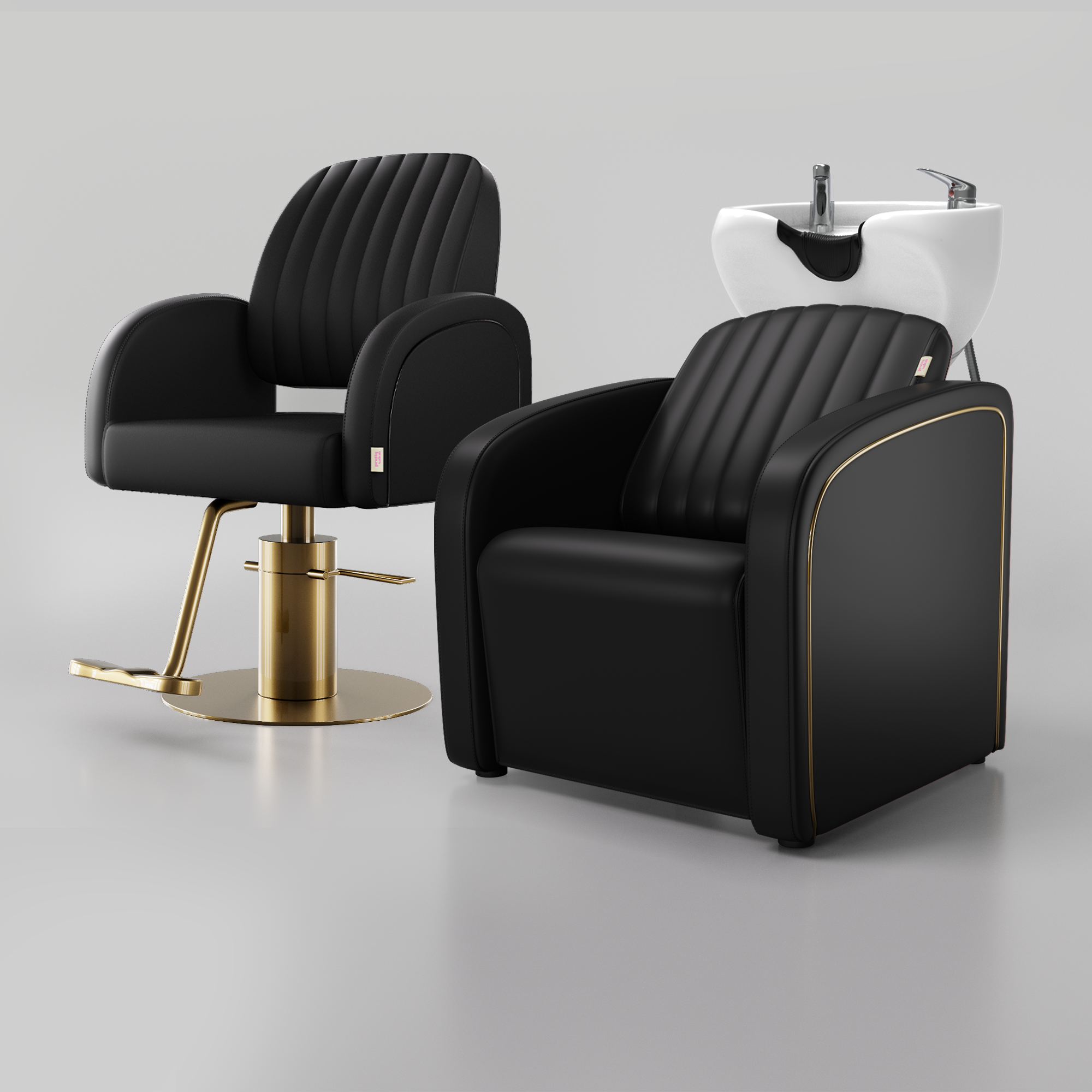 Luxury black hair styling and backwash unit set. Perfect for salons. 