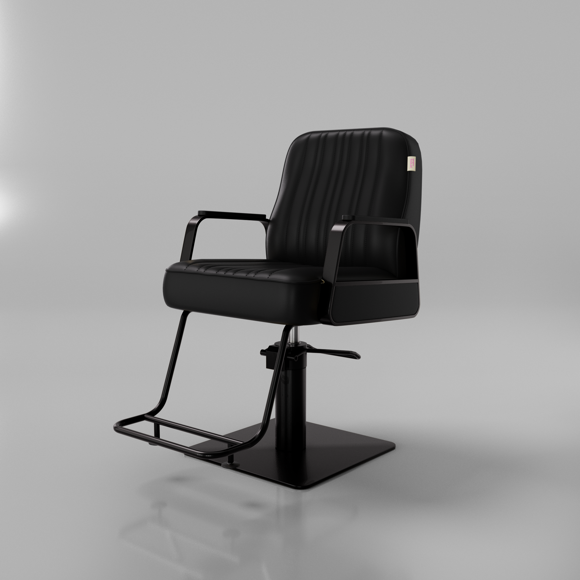 Black styling chair for hair salon with black base