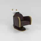 Dark Brown Backwash Unit with White Sink and Gold Taps 