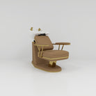 Hair salon backwash with brown leather and gold stainless steel trim